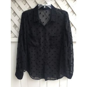 Sheer polka dot button up blouse